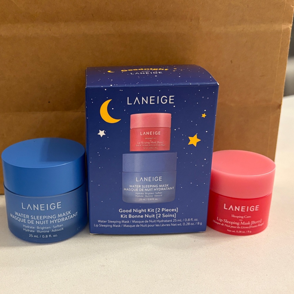 LANEIGE Skincare Set with Pink and Blue Masks - Good Night Kit